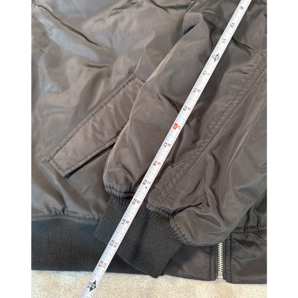 H&M Oversized Black Bomber Jacket Orange Lining Womens Size L - Picture 6 of 7